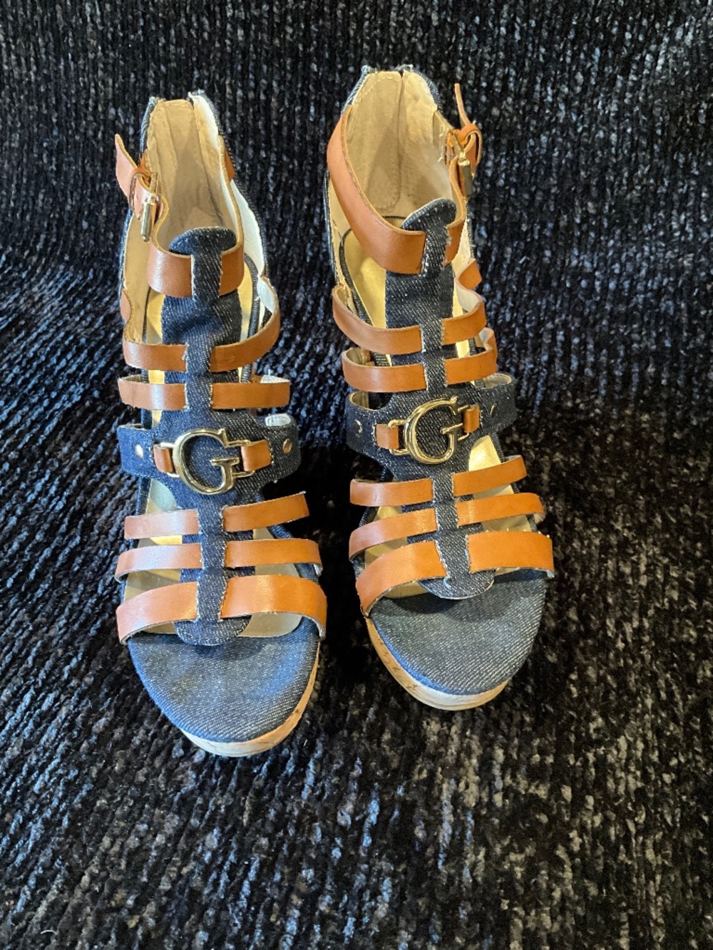 GUESS Wedge Strappy Sandals - 7